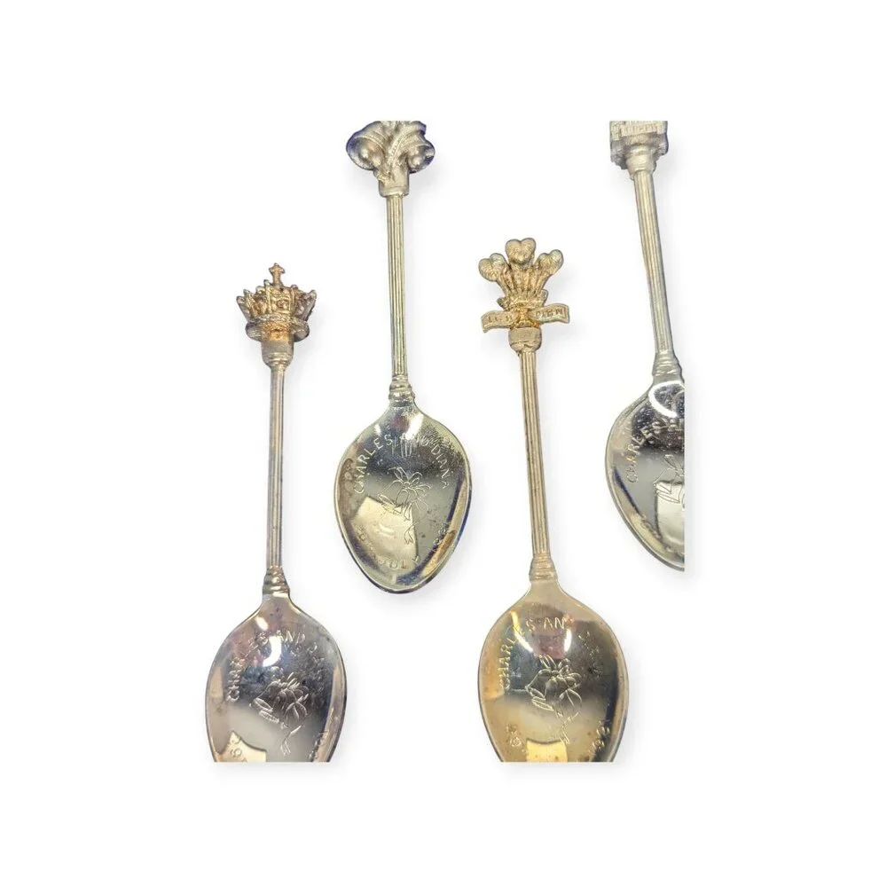Vintage Exquisite Silver Plated Set of 6 Prince & Princess of Wales 1981 Spoons